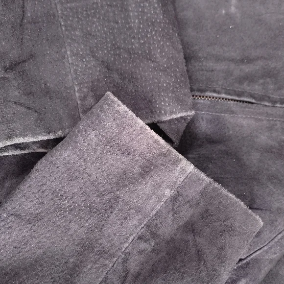 Vintage Bum Equipment Women’s Black Suede Zip-Front Leather Jacket - Picture 6 of 14